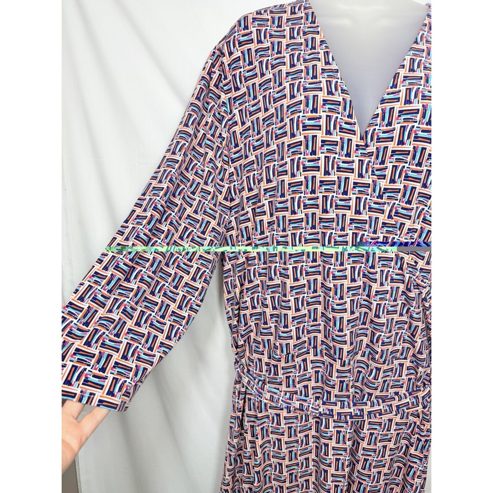 Leota 4L Wrap Dress Geometric Print Knee Length Stretch Career Office Plus Size - Picture 6 of 16